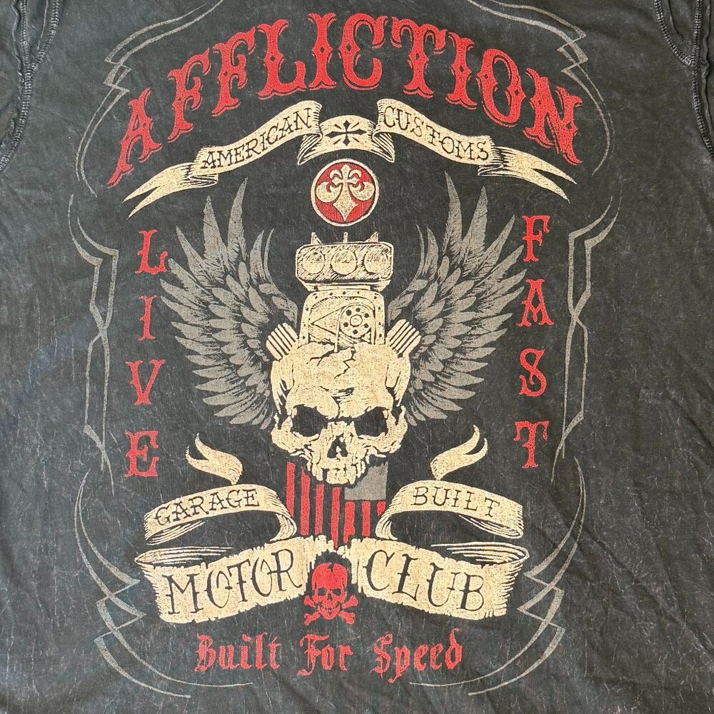 Affliction American Customs Live Fast Motor Club mens Large T-shirt